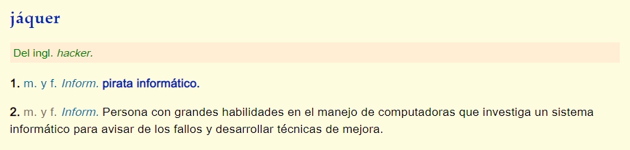 Definiciones de jáquer según la RAE