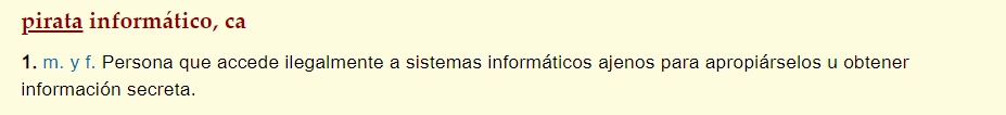 Definición de pirata informático según la RAE